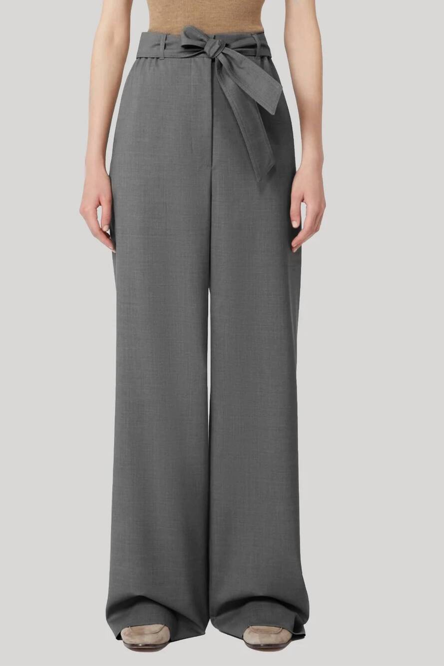 NEW MAXMARA women's stretch wool cloth trousers in medium grey